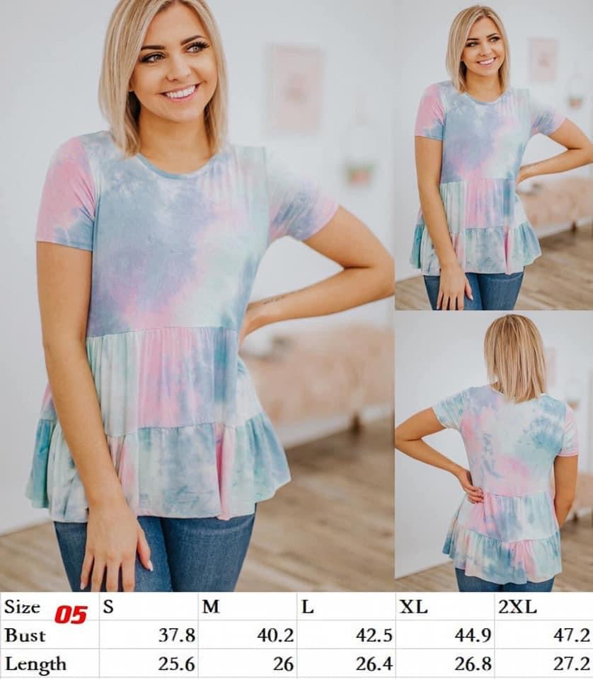 RTS Pastel Tie Dye Babydoll Top