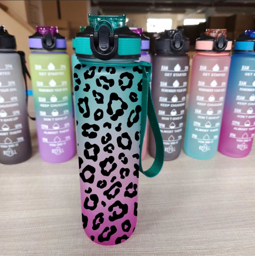 Leopard Print Ombré Water Bottles