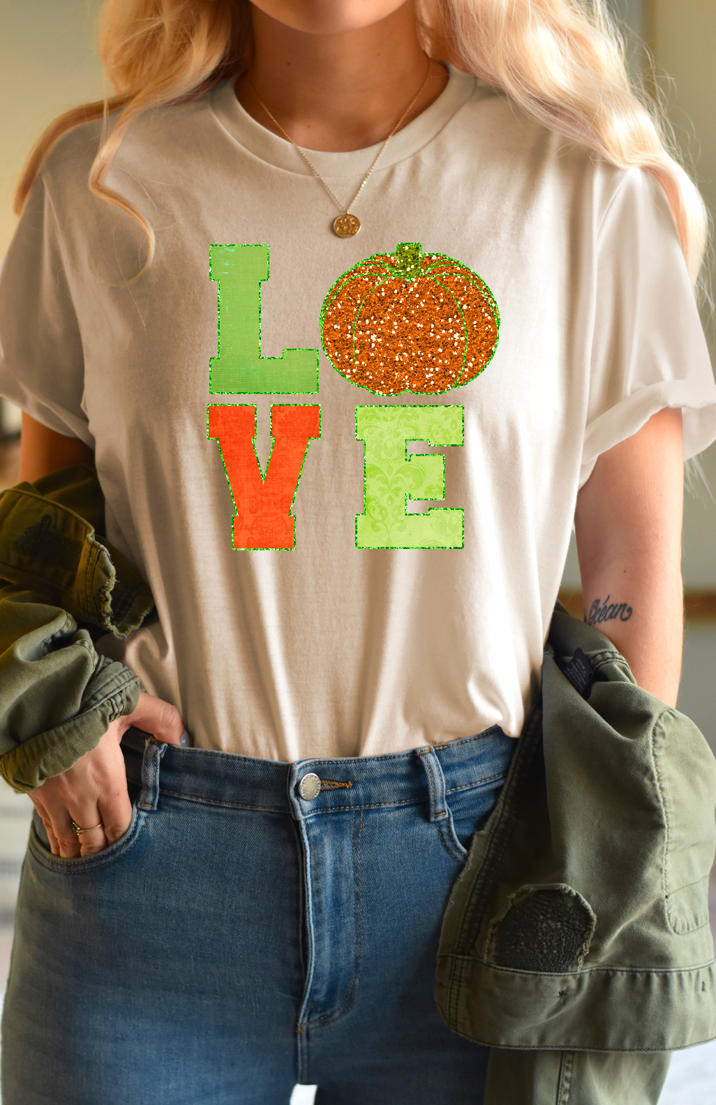 Glittery Pumpkin Love  DTF Print