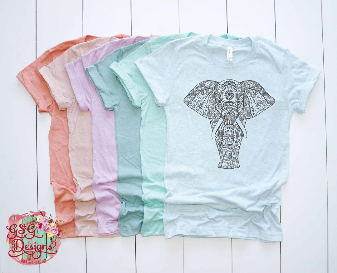 Mandala Elephant Gray Screen Print N10