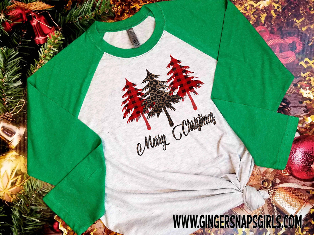 Merry Christmas Plaid and Leopard 3 Trees Digital Design File