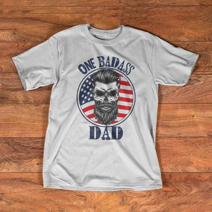 One Badass Dad Skull Patriotic Screen Print (H23)