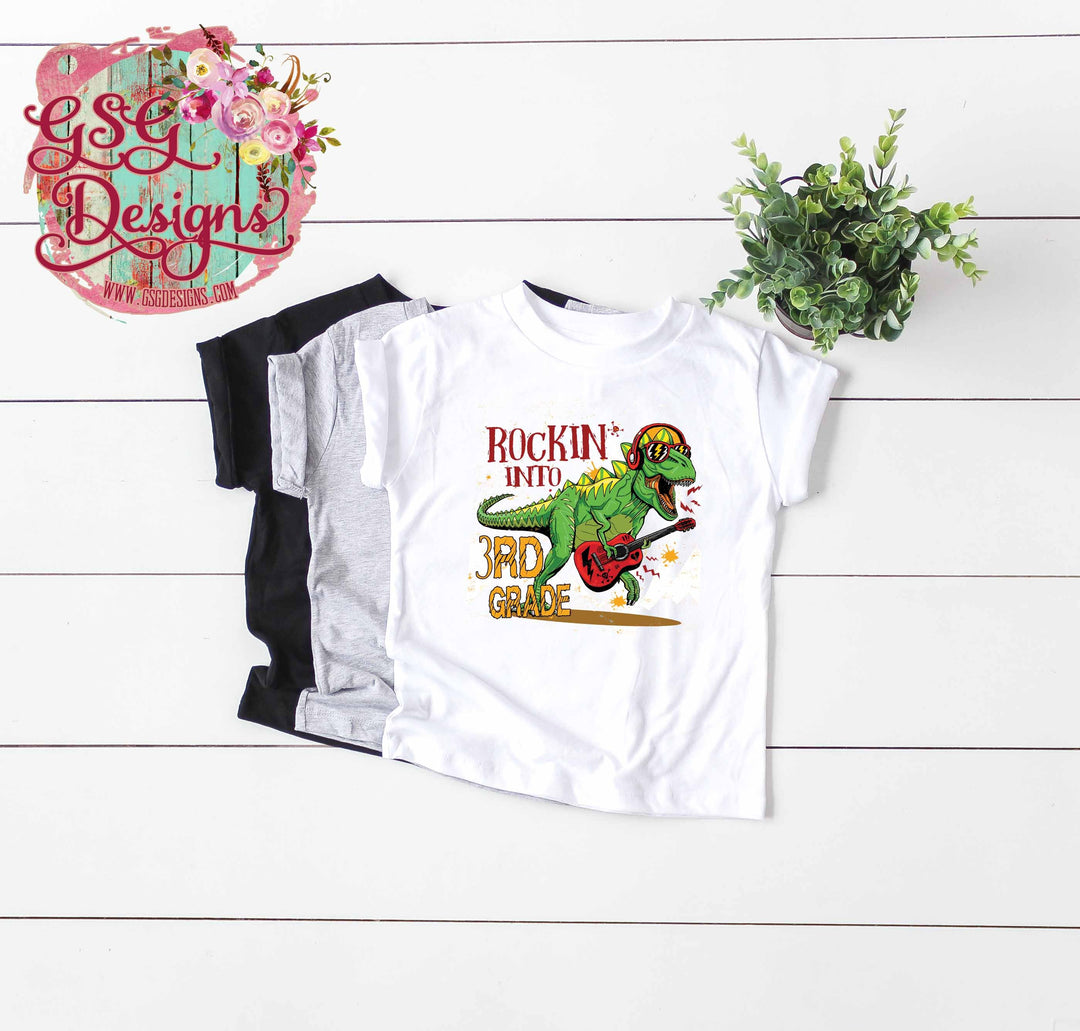 Rockin' Into Third Grade Dinosaur Back to School DTF Print