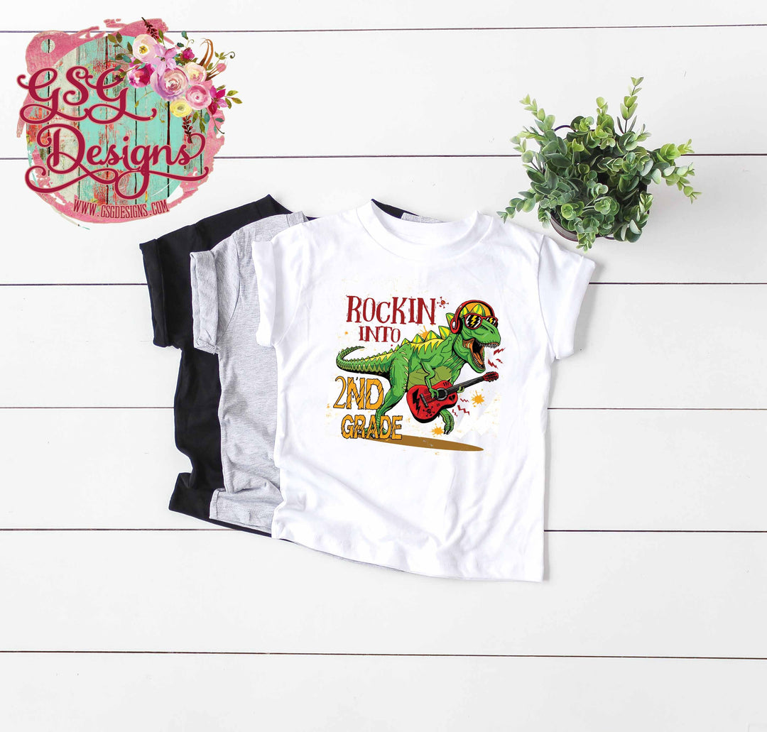 Rockin' Into Scond Grade Dinosaur Back to School DTF Print