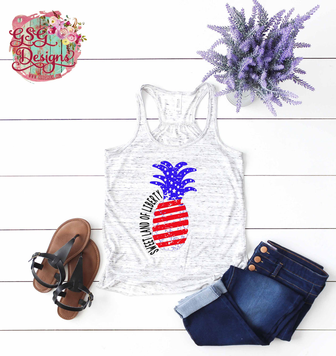 Sweet Land of Liberty Pineapple Patriotic Screen Print AB28