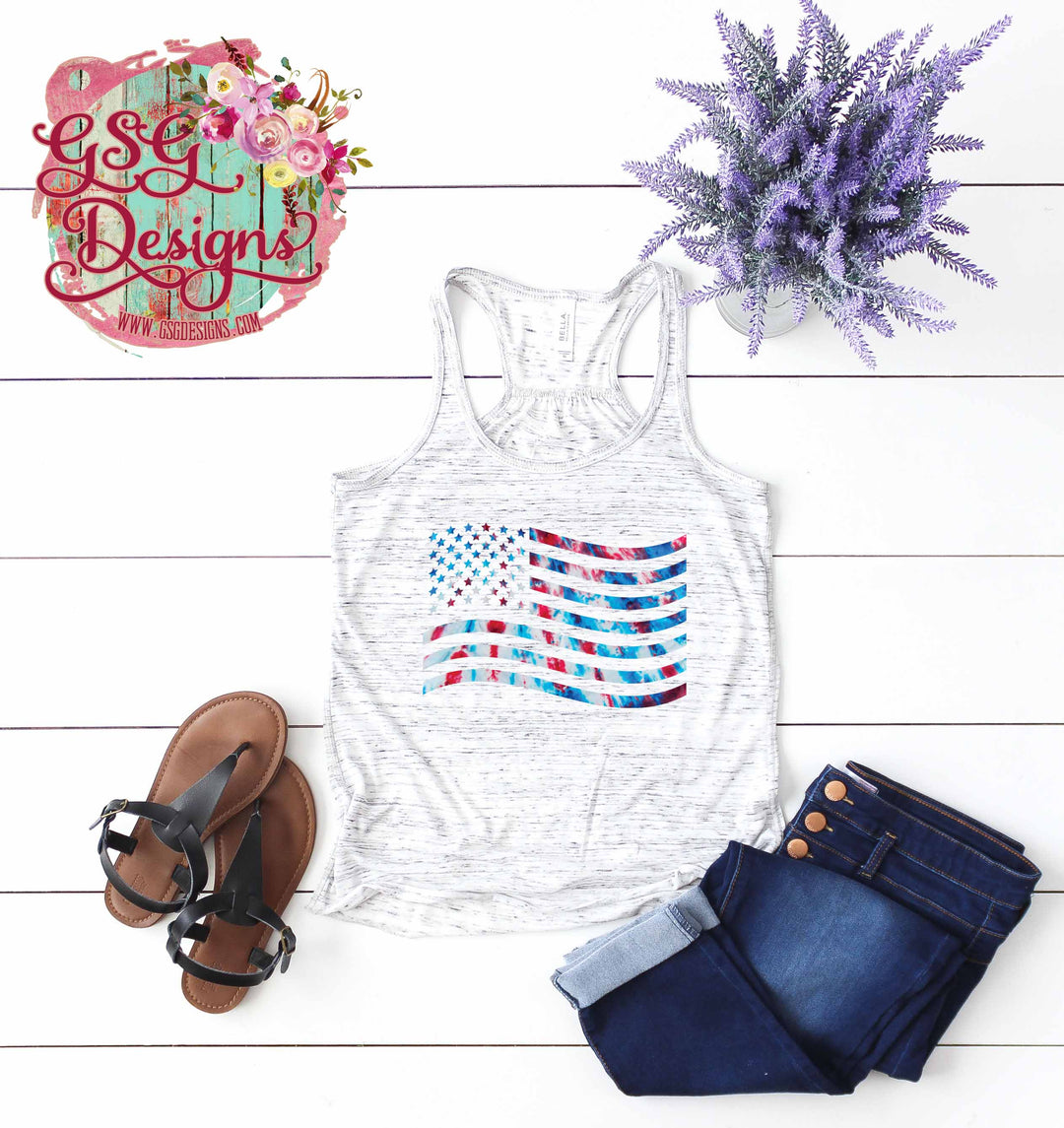 Tie Dye American Flag DTF Print